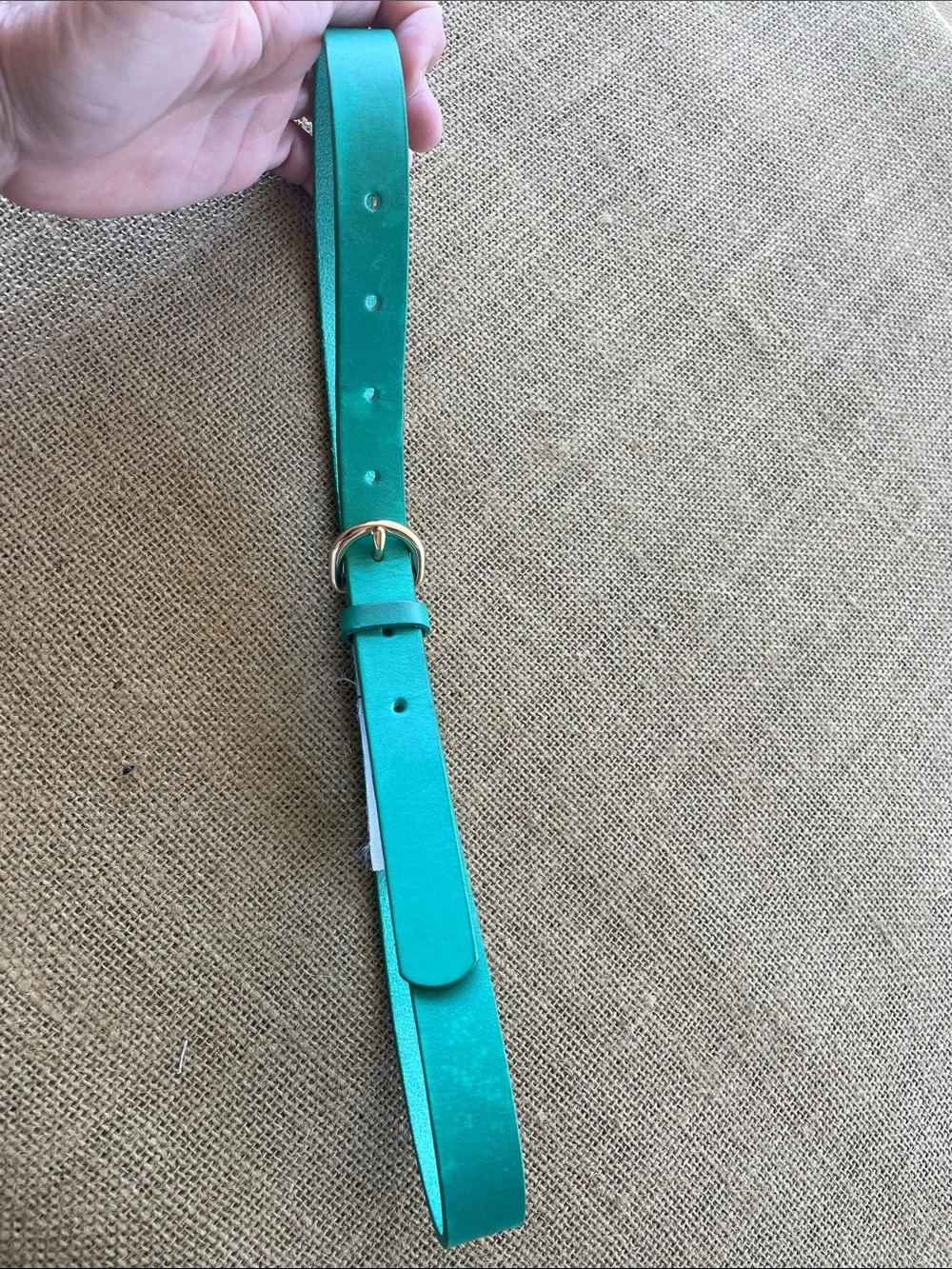 J. Crew Green Leather Belt with Gold Buckle - Picture 5 of 8